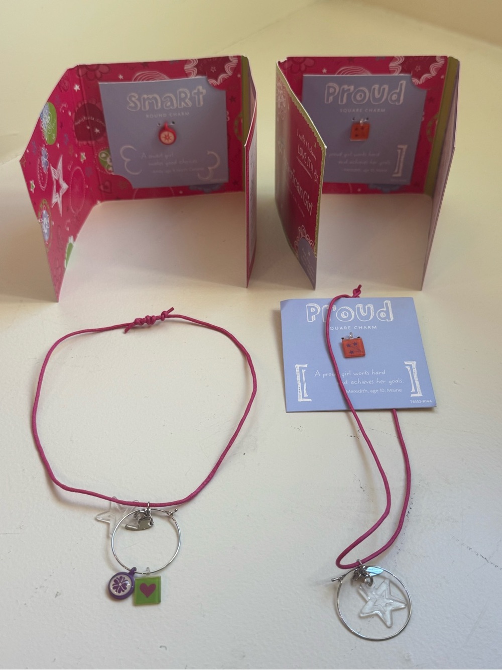American Girl Charm Necklace Bundle • 2 Adjustable Slip-Knot Necklaces + Charms